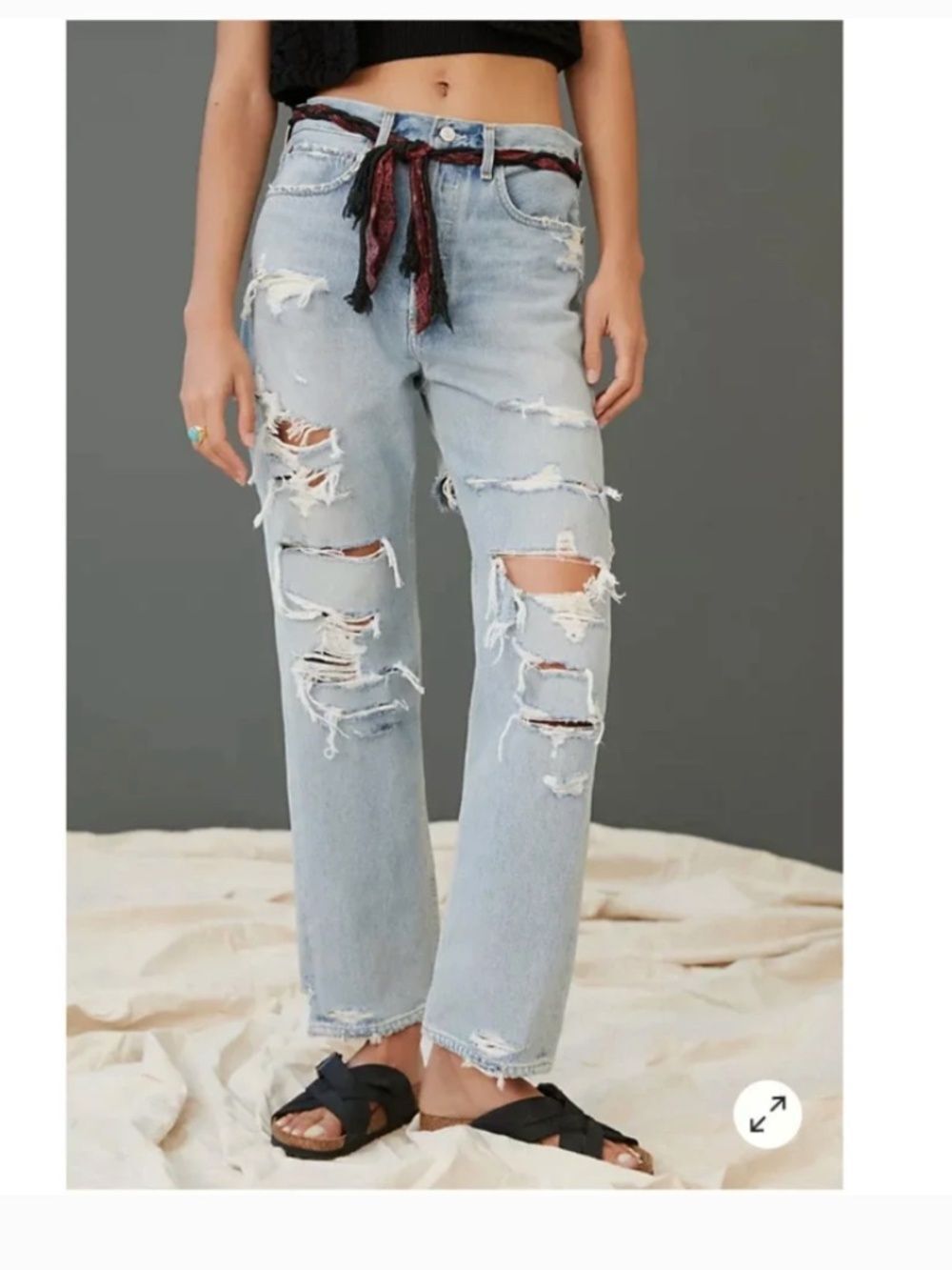 NWT AGOLDE 90’s Jean Unhinged Distressed Loose Fit Denim Sz 26 Organic Cotton